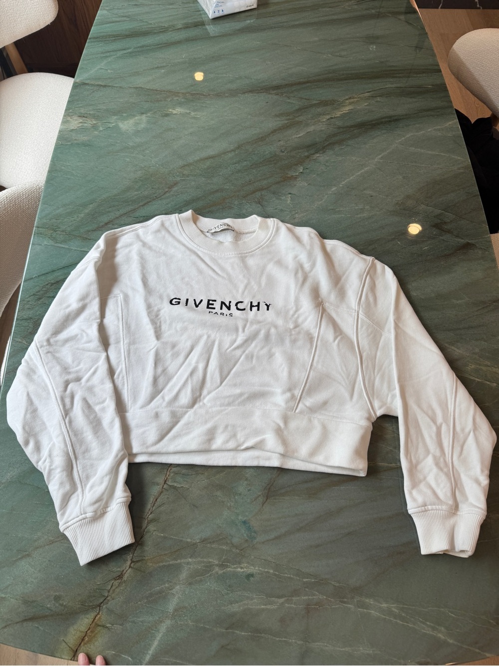 Authentic Givenchy White Cropped Logo Sweatshirt